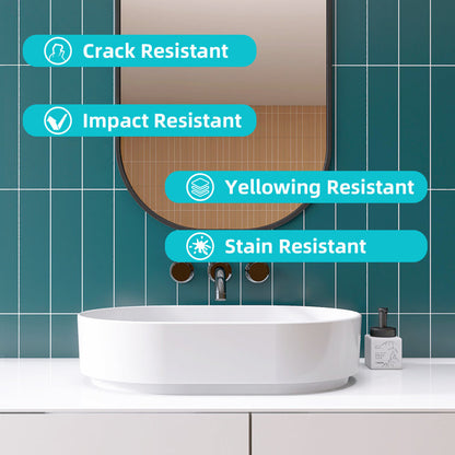 Medunjess 23'' Oval Bathroom Sink Solid Surface Vessel Sink