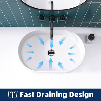 Medunjess 23'' Oval Bathroom Sink Solid Surface Vessel Sink
