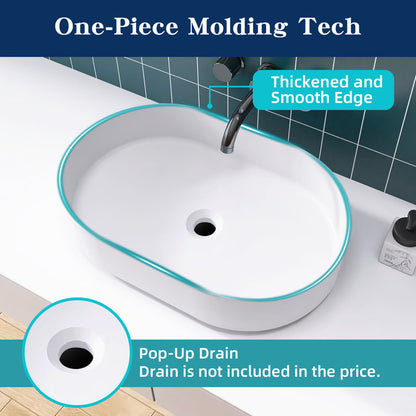 Medunjess 23'' Oval Bathroom Sink Solid Surface Vessel Sink