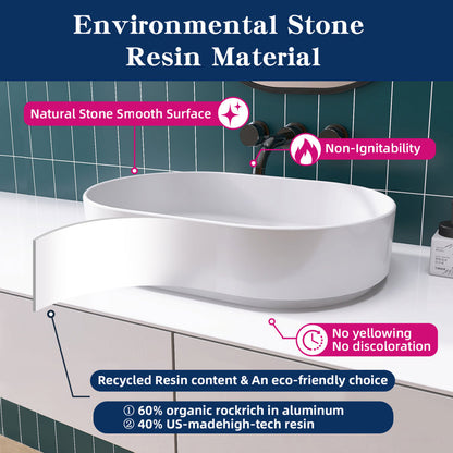 Medunjess 23'' Oval Bathroom Sink Solid Surface Vessel Sink