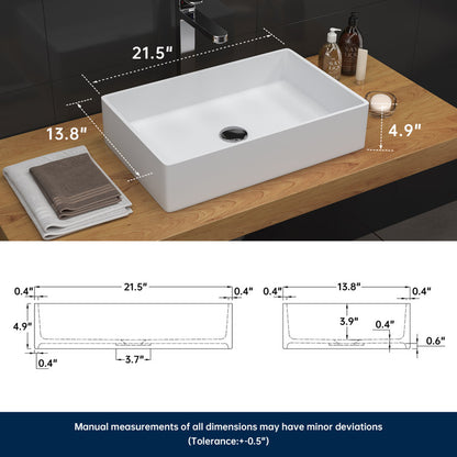 MEDUNJESS 21'' Solid Surface Bathroom Vessel Sink