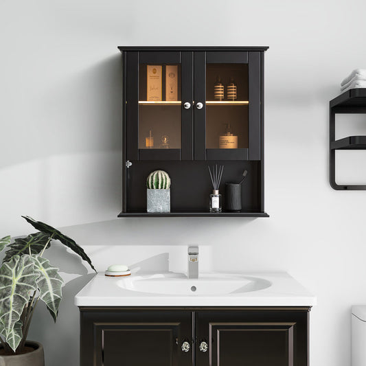 Medunjess 26 in. W x 30 in. H Bathroom Storage Wall Cabinet Fully Assembled with Sensor Light