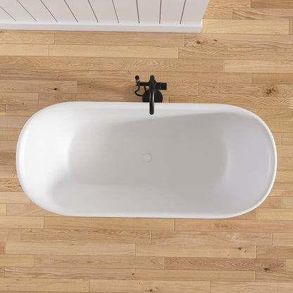 Medunjess 67'' Freestanding Tub Solid Surface Freestanding Soaking Bathtub