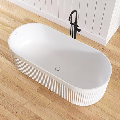 Medunjess 67'' Freestanding Tub Solid Surface Freestanding Soaking Bathtub
