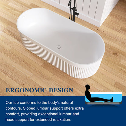 Medunjess 67'' Freestanding Tub Solid Surface Freestanding Soaking Bathtub