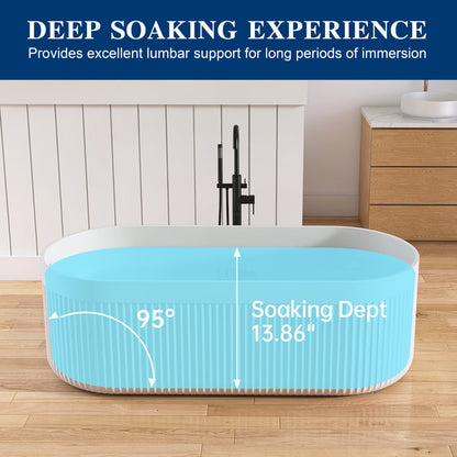 Medunjess 67'' Freestanding Tub Solid Surface Freestanding Soaking Bathtub