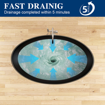 Medunjess 63" Wavy Freestanding Tub Solid Surface Freestadning Stone Resin Soaking Bathtub