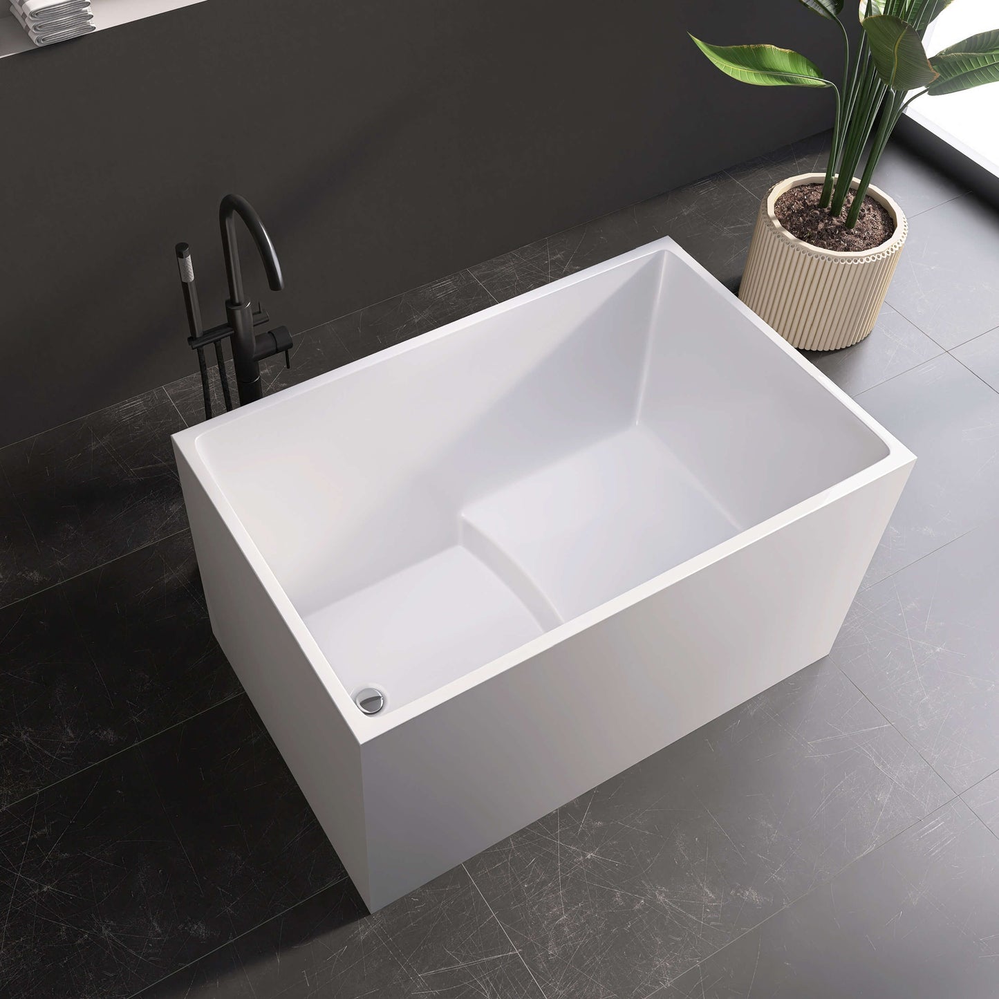Medunjess 43'' Cradle Freestanding Soaking Acrylic Bathtub
