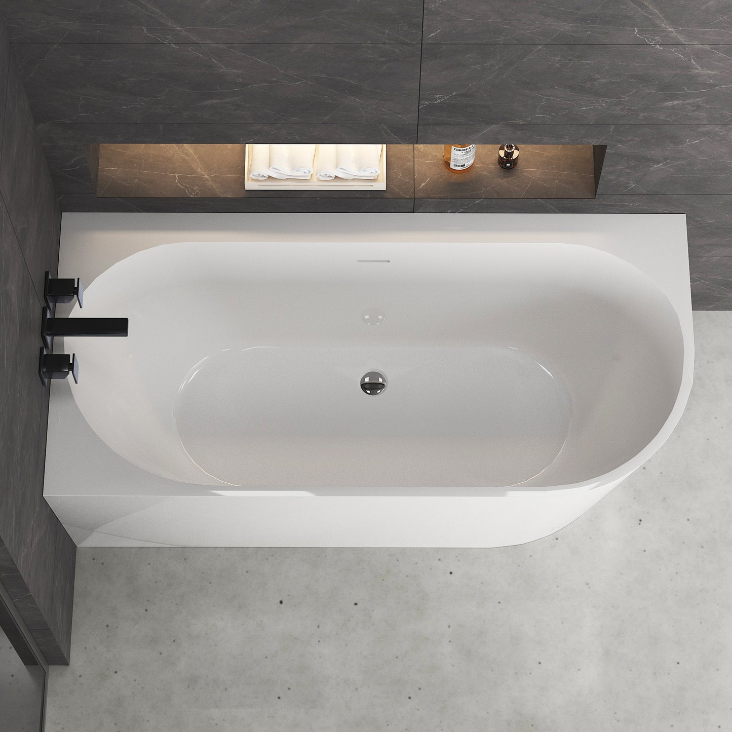 Medunjess 59'' Soluna Freestanding Tub Deep Soaking Acrylic Bathtub