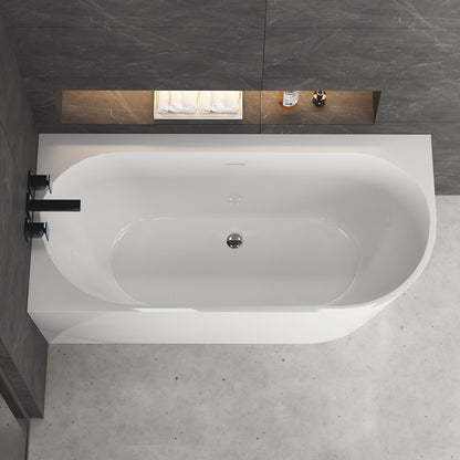 Medunjess 59'' Soluna Freestanding Tub Deep Soaking Acrylic Bathtub