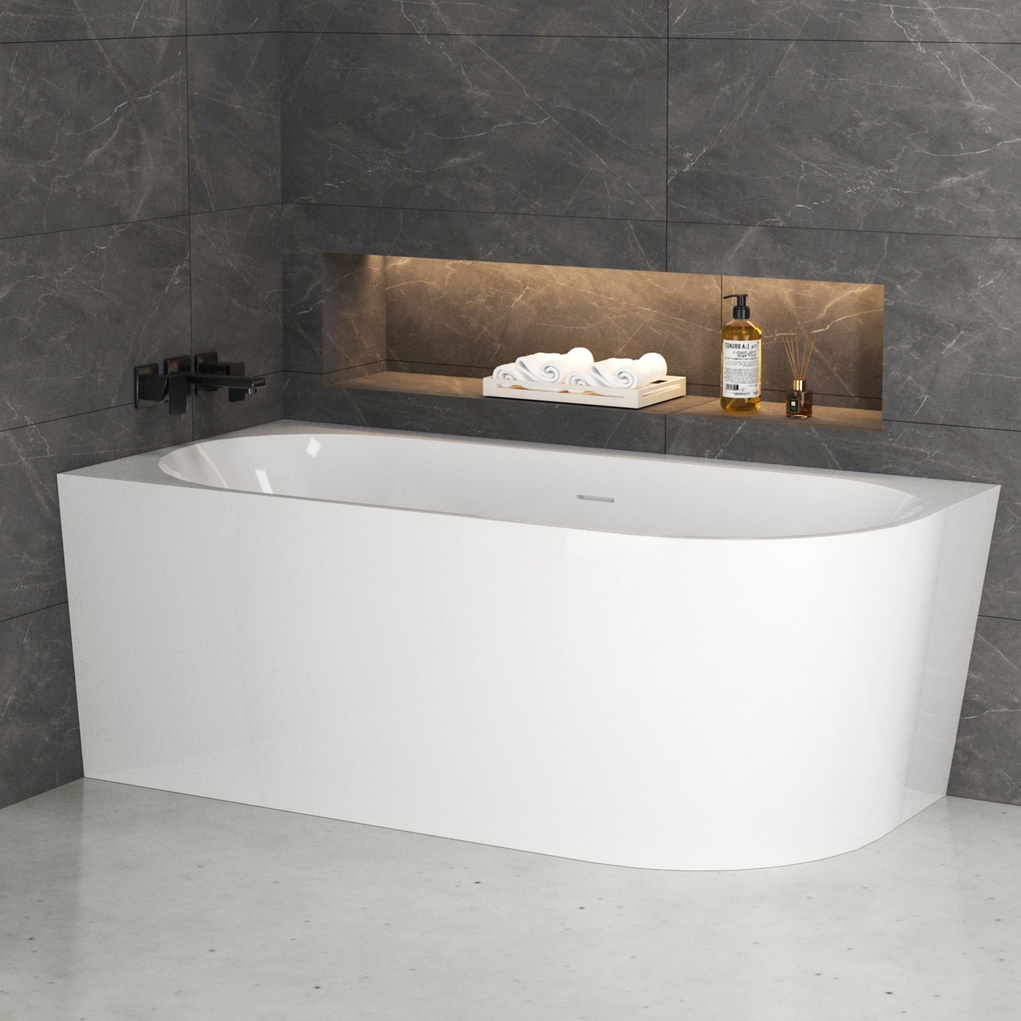 Medunjess 59'' Soluna Freestanding Tub Deep Soaking Acrylic Bathtub