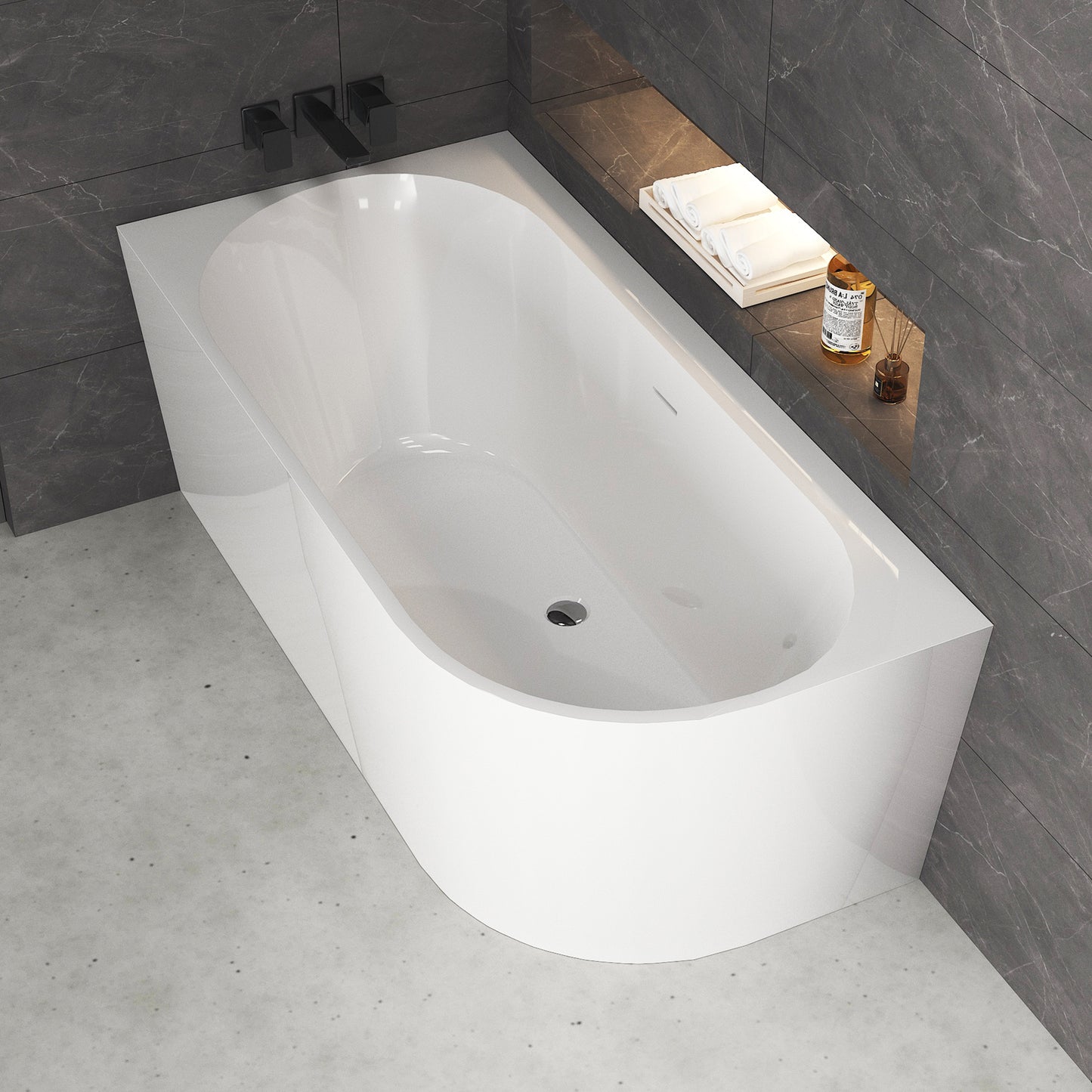 Medunjess 59'' Soluna Freestanding Tub Deep Soaking Acrylic Bathtub