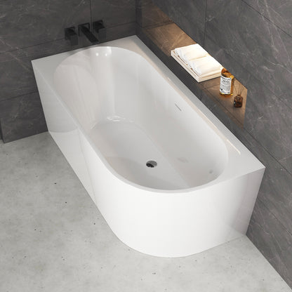 Medunjess 59'' Soluna Freestanding Tub Deep Soaking Acrylic Bathtub
