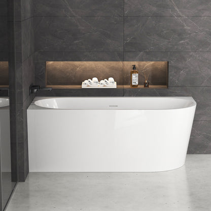 Medunjess 59'' Soluna Freestanding Tub Deep Soaking Acrylic Bathtub