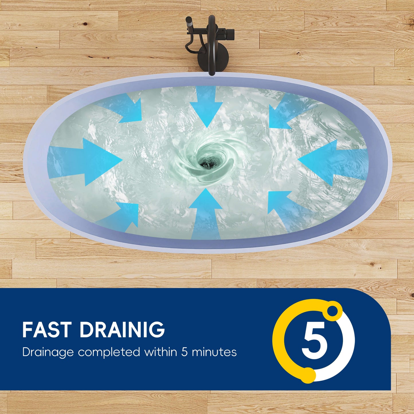 Medunjess 61'' Freestanding Soaking Solid Surface Bathtub,Grayish-Blue