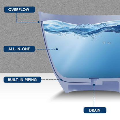 Medunjess 61'' Freestanding Soaking Solid Surface Bathtub,Grayish-Blue