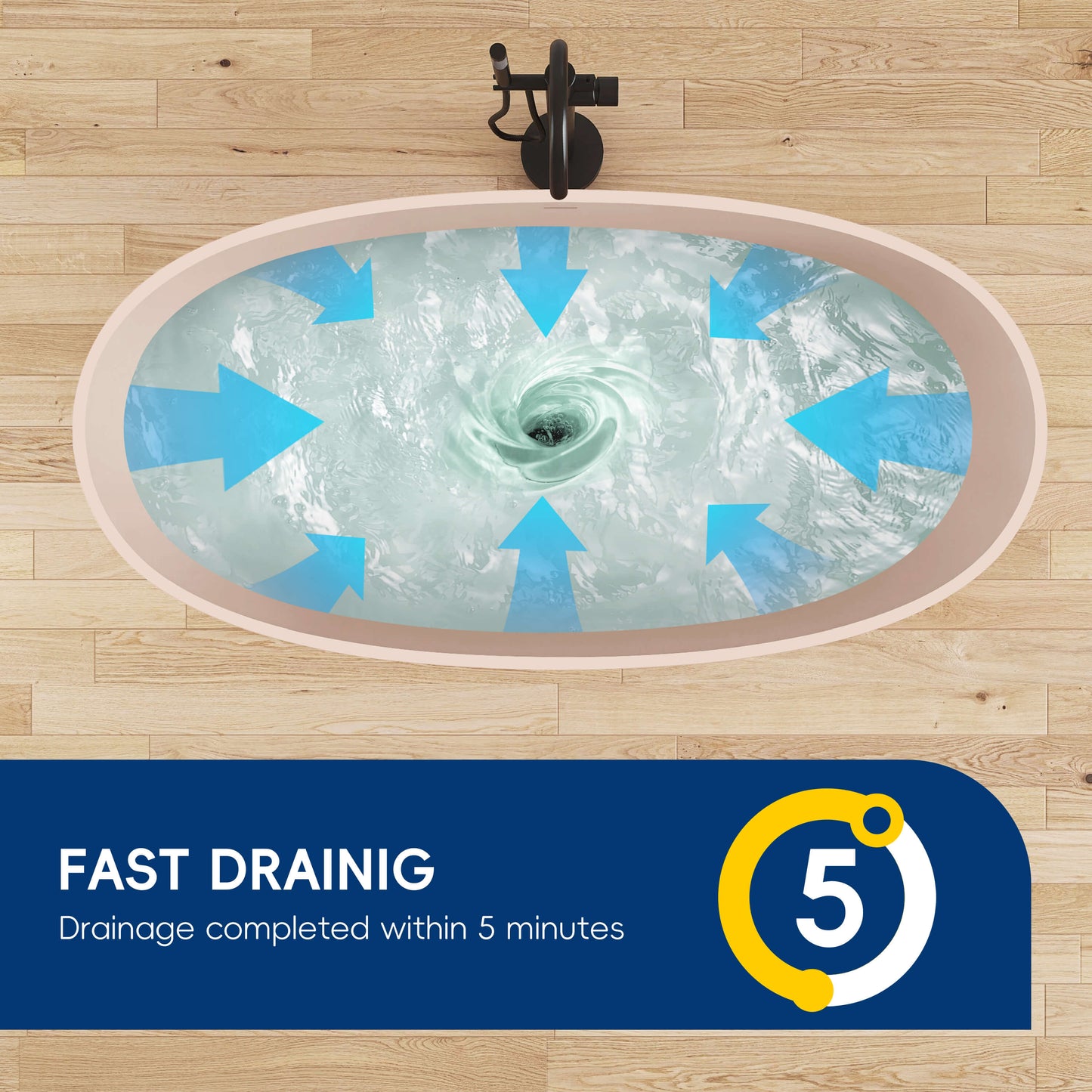 Medunjess 61'' Freestanding Soaking Solid Surface Bathtub,Peach Beige