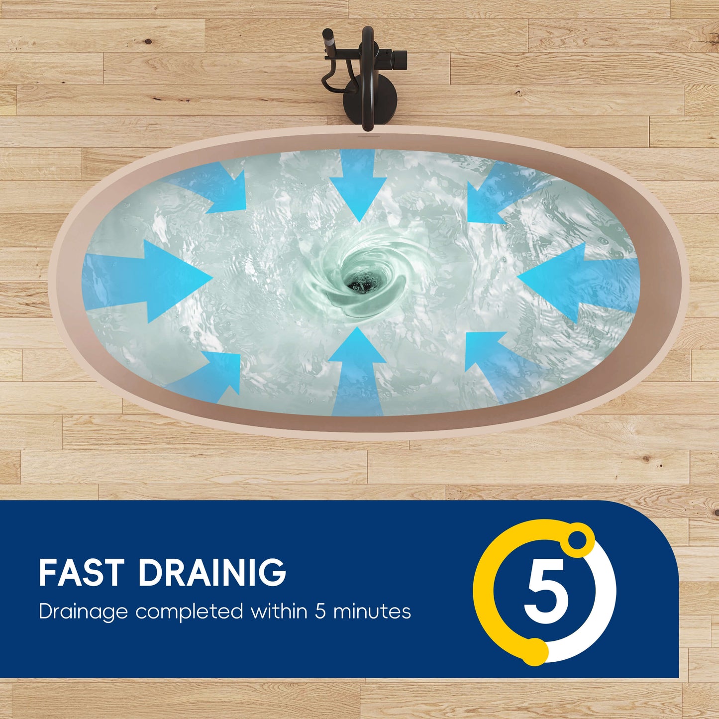 Medunjess 61'' Freestanding Soaking Solid Surface Bathtub,Pink-Sand