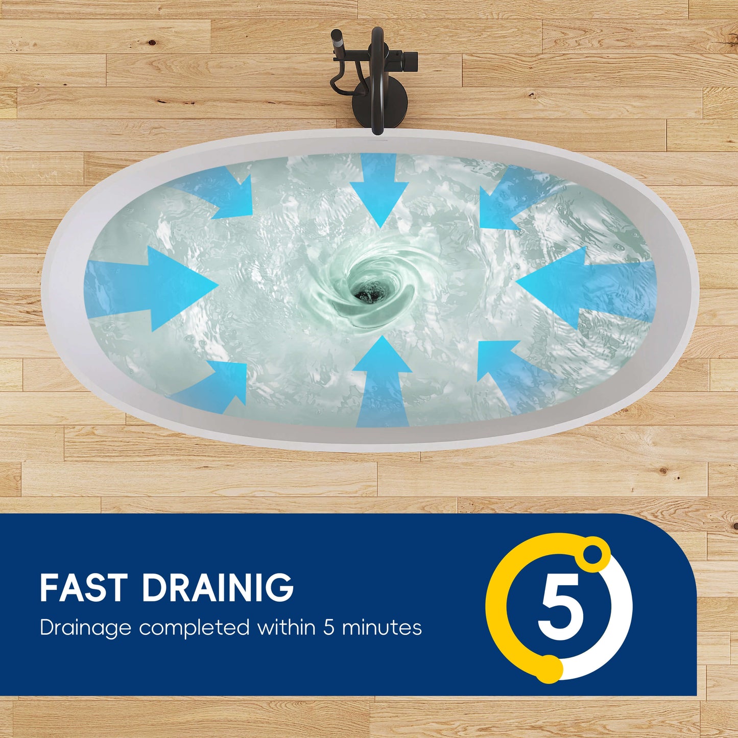 Medunjess 61'' Freestanding Soaking Solid Surface Bathtub,Repose-Grey