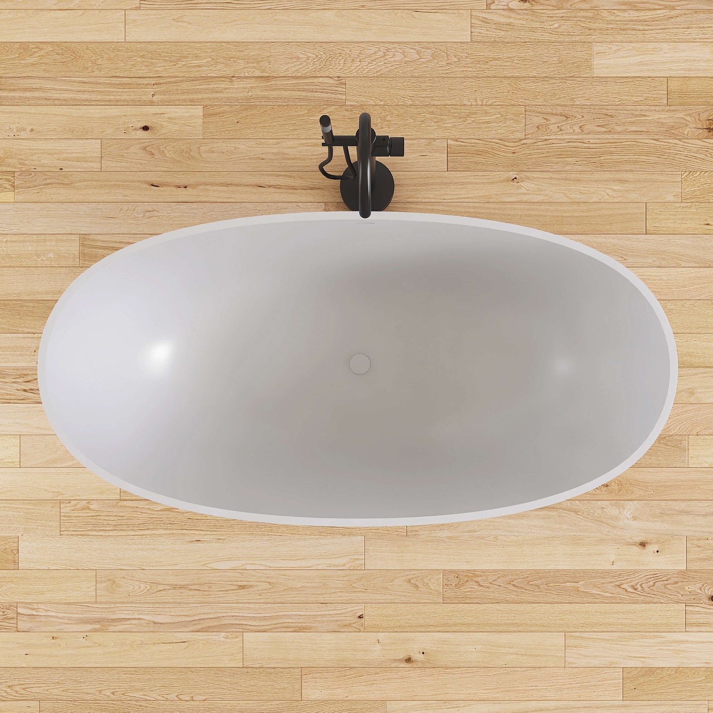 Medunjess 61'' Freestanding Soaking Solid Surface Bathtub,Repose-Grey