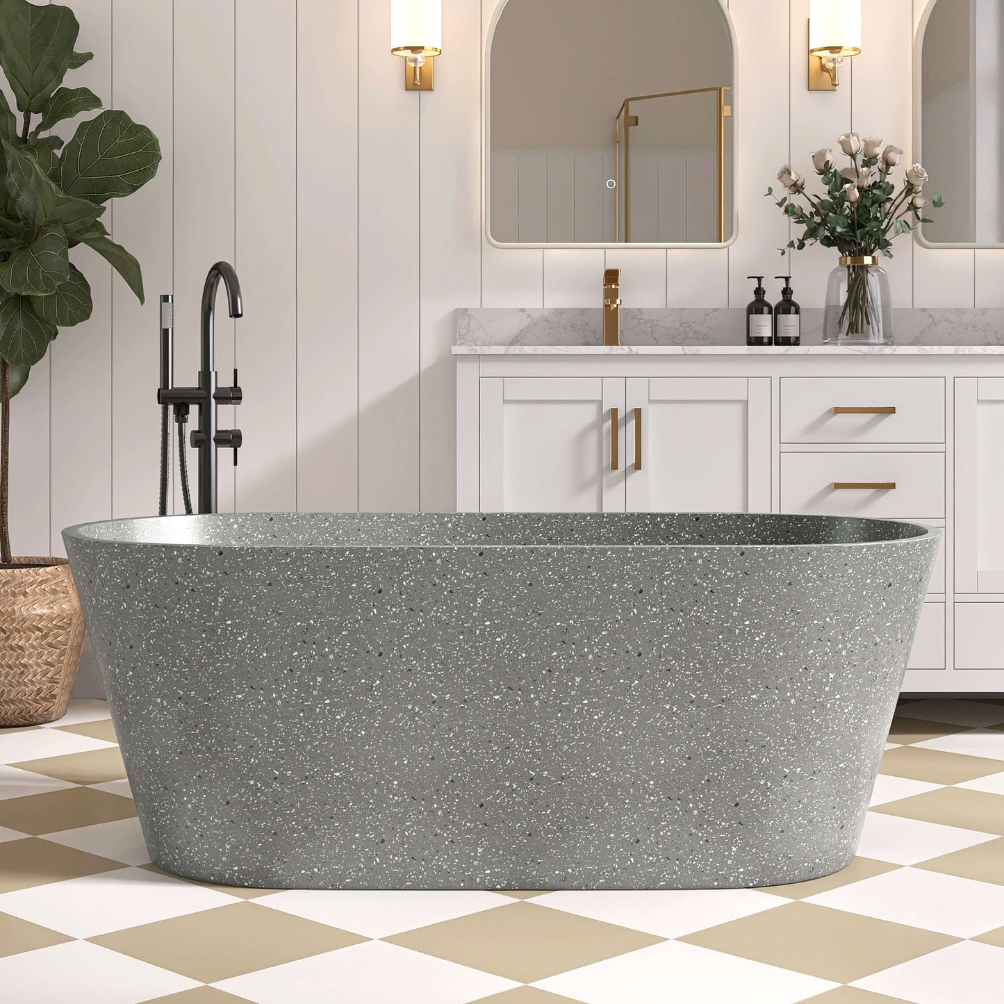 Medunjess 59" Mosaicore Freestanding Terrazzo Bathtub