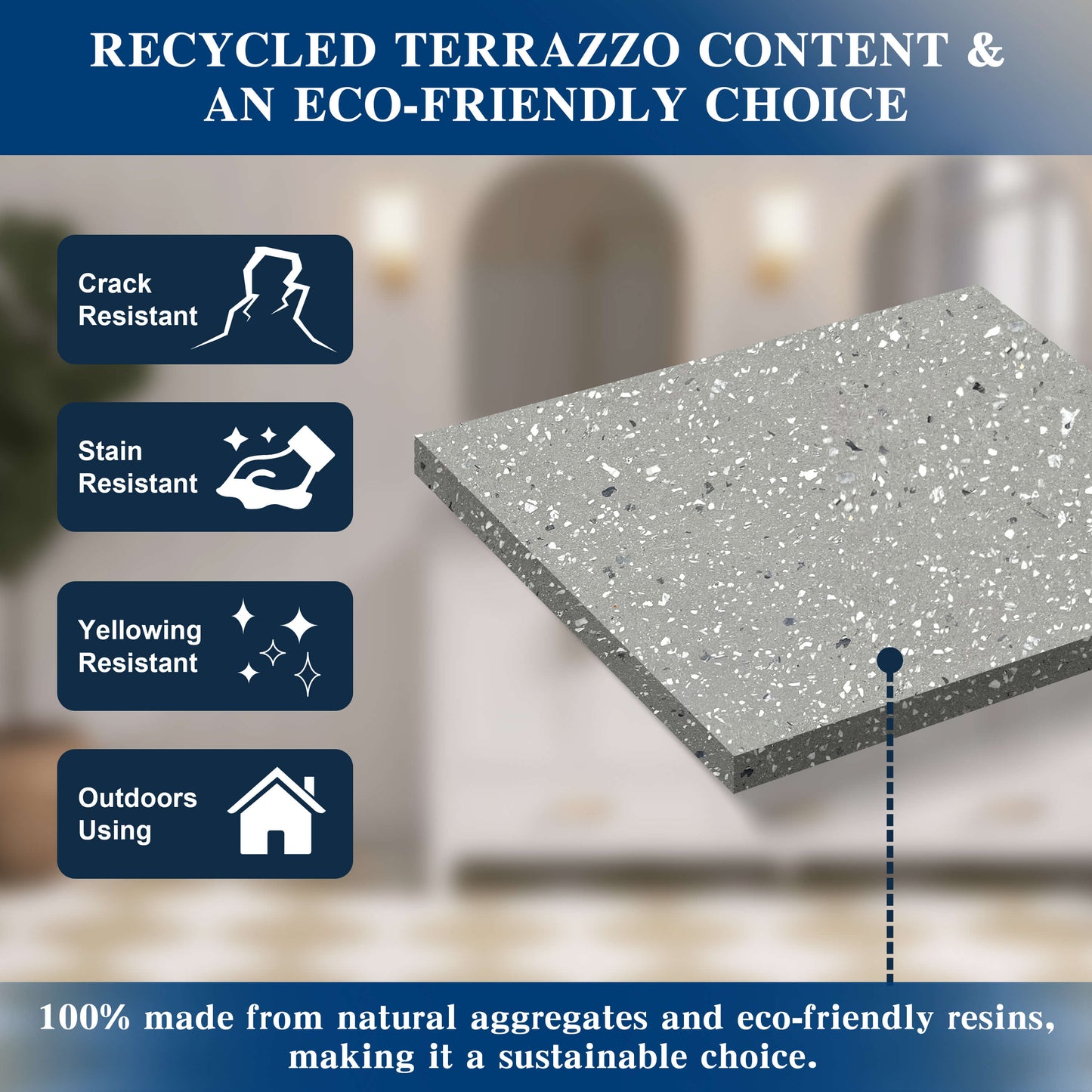 Medunjess 59" Mosaicore Freestanding Terrazzo Bathtub