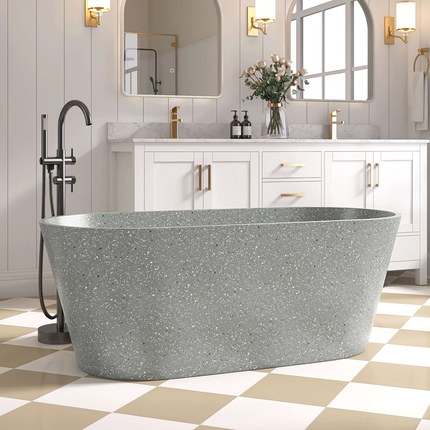 Medunjess 59" Mosaicore Freestanding Terrazzo Bathtub