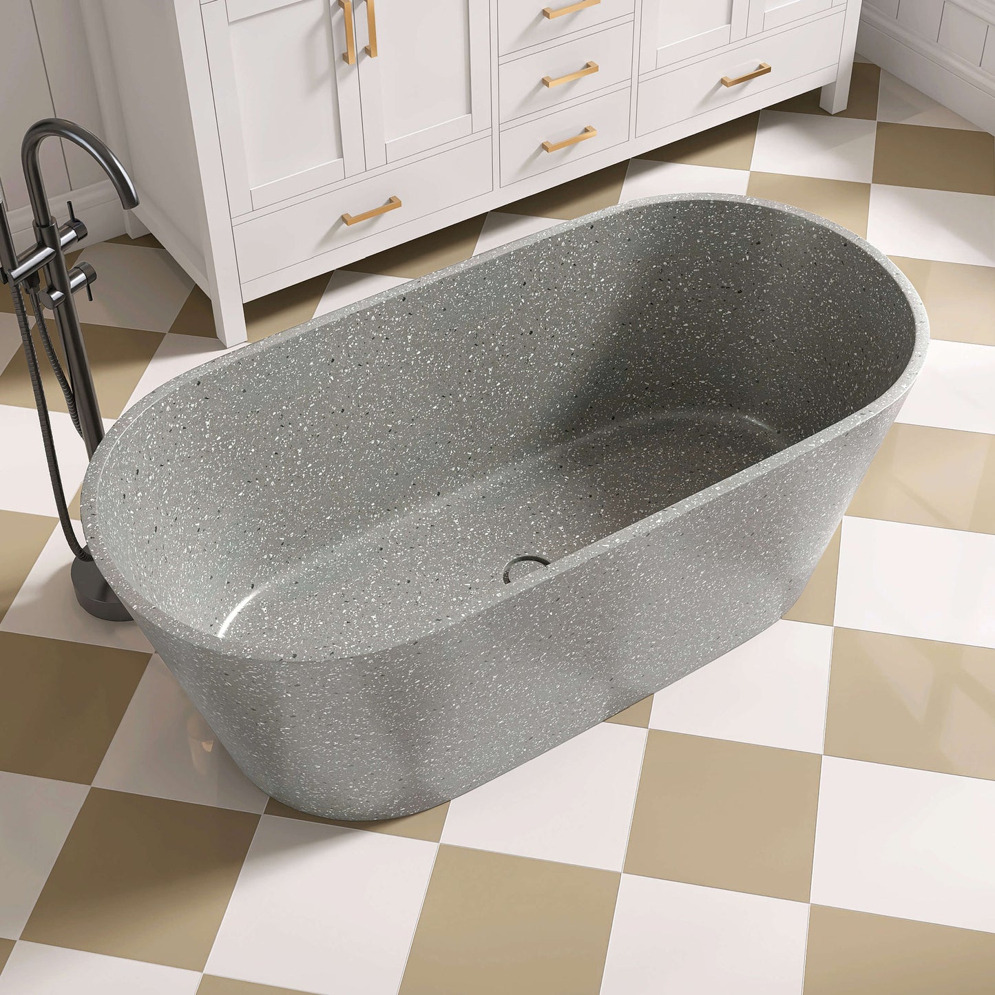 Medunjess 59" Mosaicore Freestanding Terrazzo Bathtub