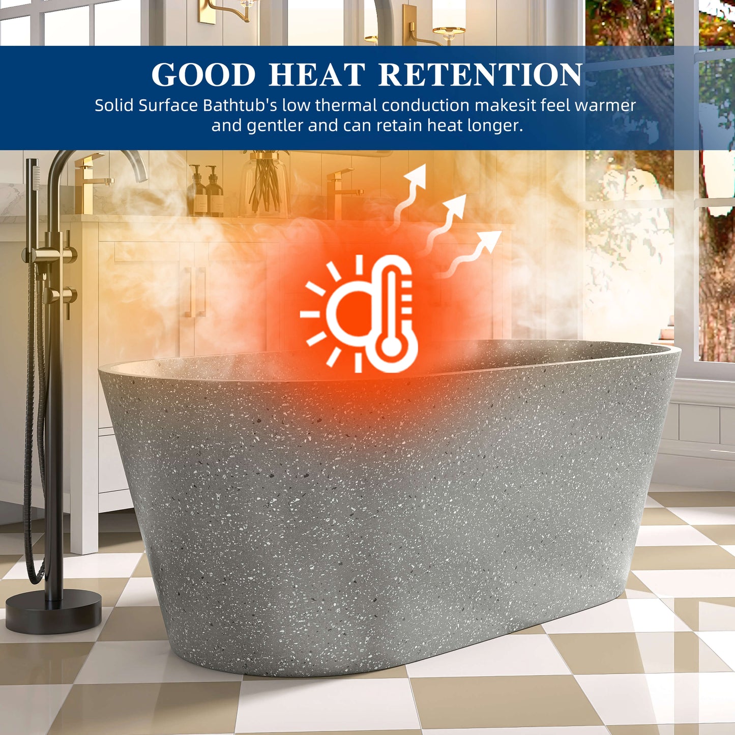 Medunjess 59" Mosaicore Freestanding Terrazzo Bathtub