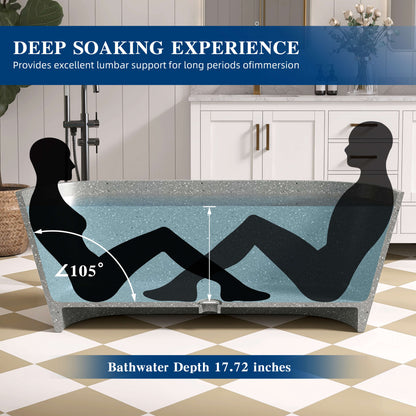 Medunjess 59" Mosaicore Freestanding Terrazzo Bathtub