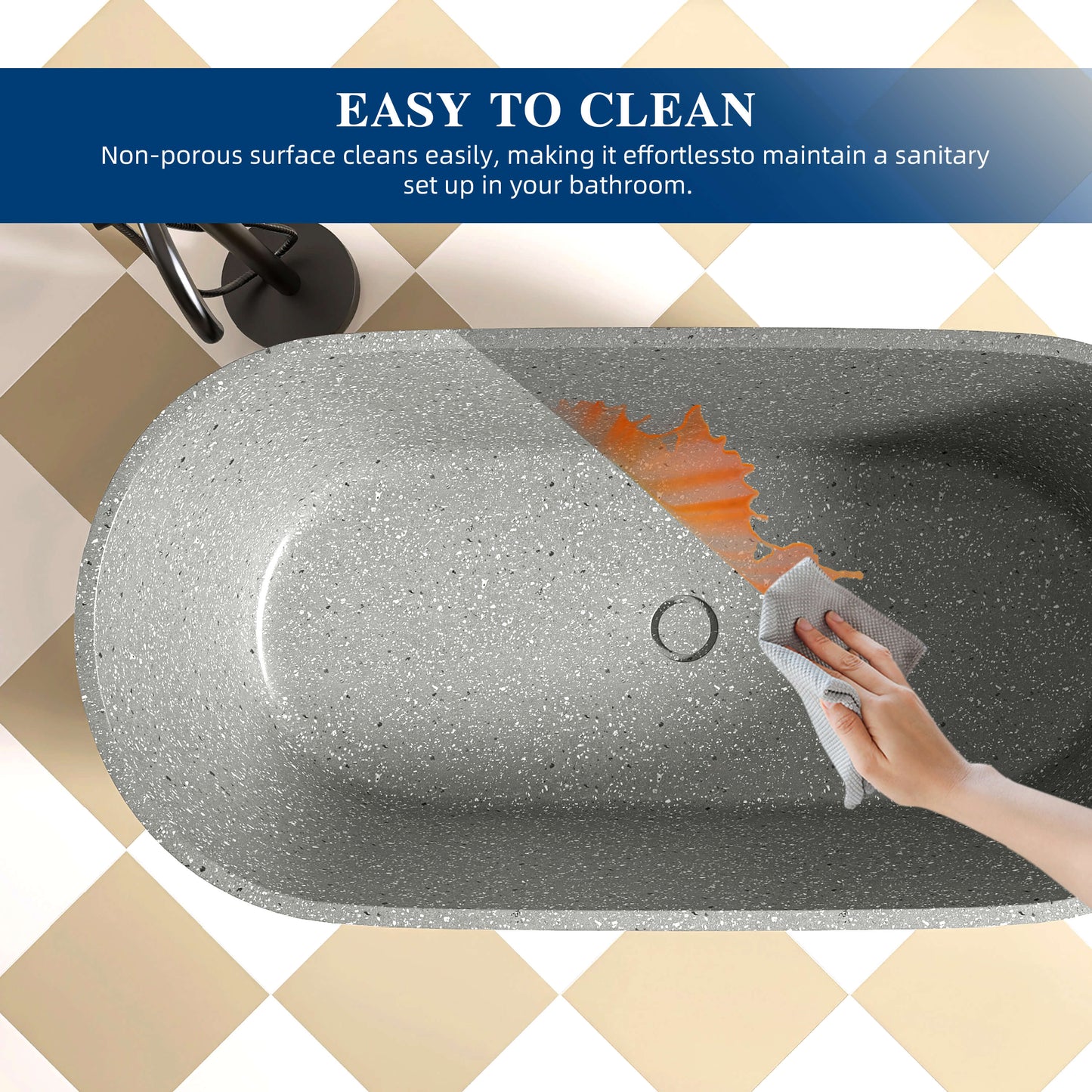 Medunjess 59" Mosaicore Freestanding Terrazzo Bathtub