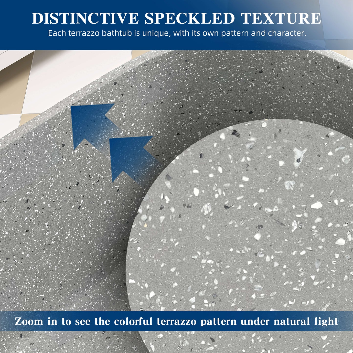 Medunjess 59" Mosaicore Freestanding Terrazzo Bathtub