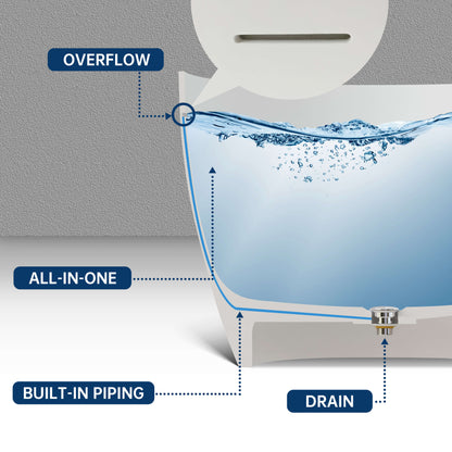 Medunjess 59" White Large Capacity Freestanding Deep Soaking Acrylic Bathtub