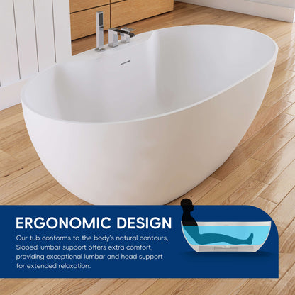 Medunjess 63'' Veridia Freestanding Bathtub Solid Surface Stone