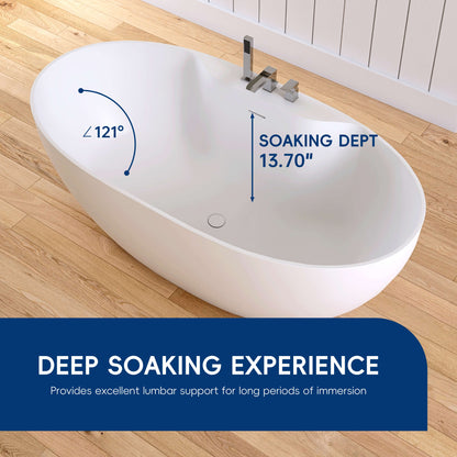 Medunjess 63'' Veridia Freestanding Bathtub Solid Surface Stone