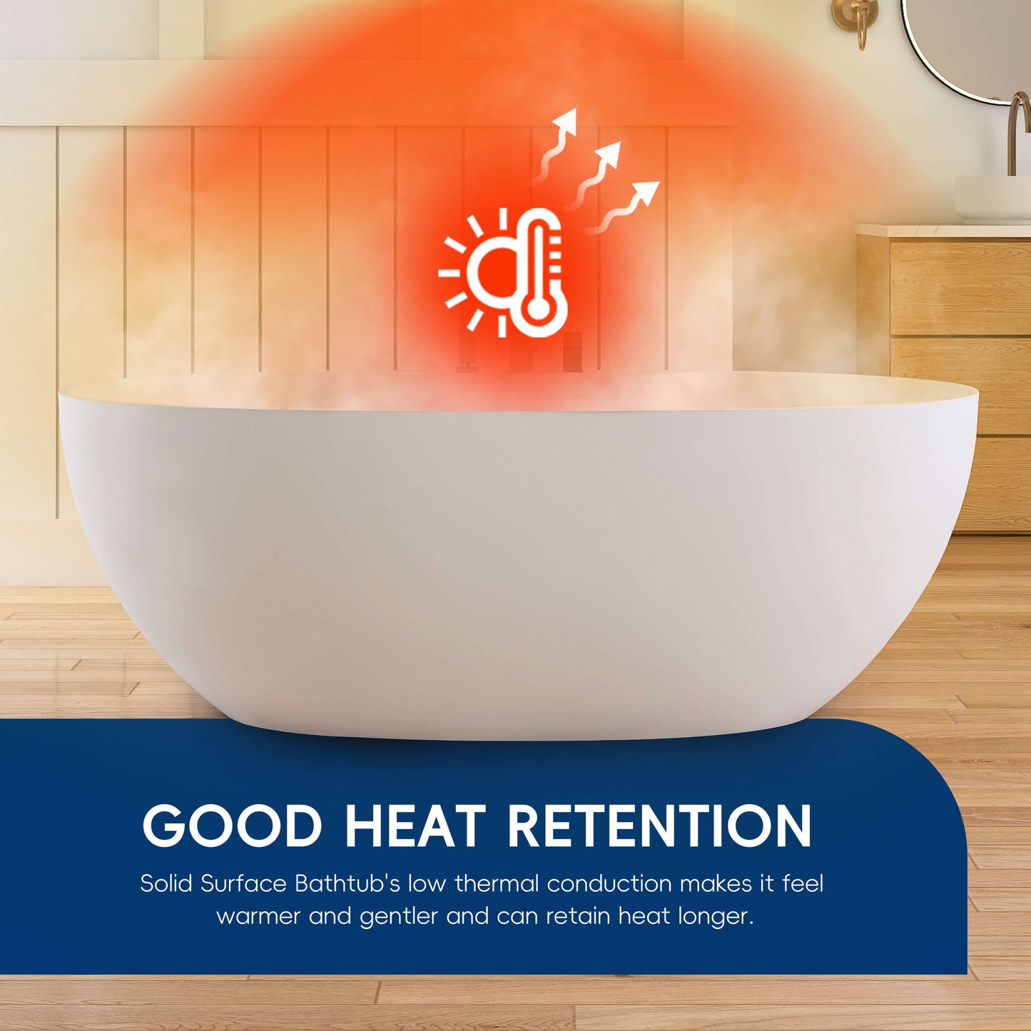 Medunjess 63'' Veridia Freestanding Bathtub Solid Surface Stone