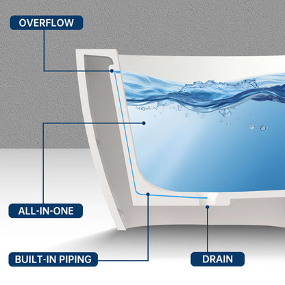 Medunjess 63'' Veridia Freestanding Bathtub Solid Surface Stone