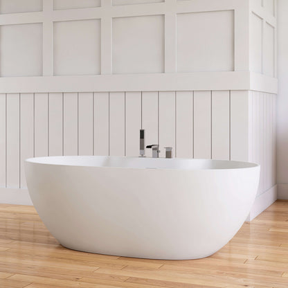 Medunjess 63'' Veridia Freestanding Bathtub Solid Surface Stone
