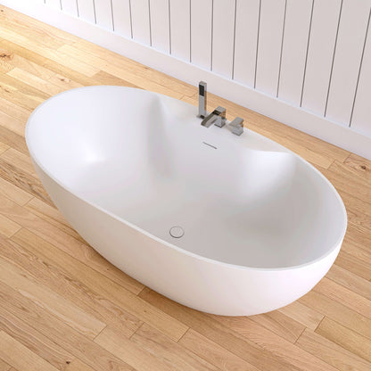 Medunjess 63'' Veridia Freestanding Bathtub Solid Surface Stone