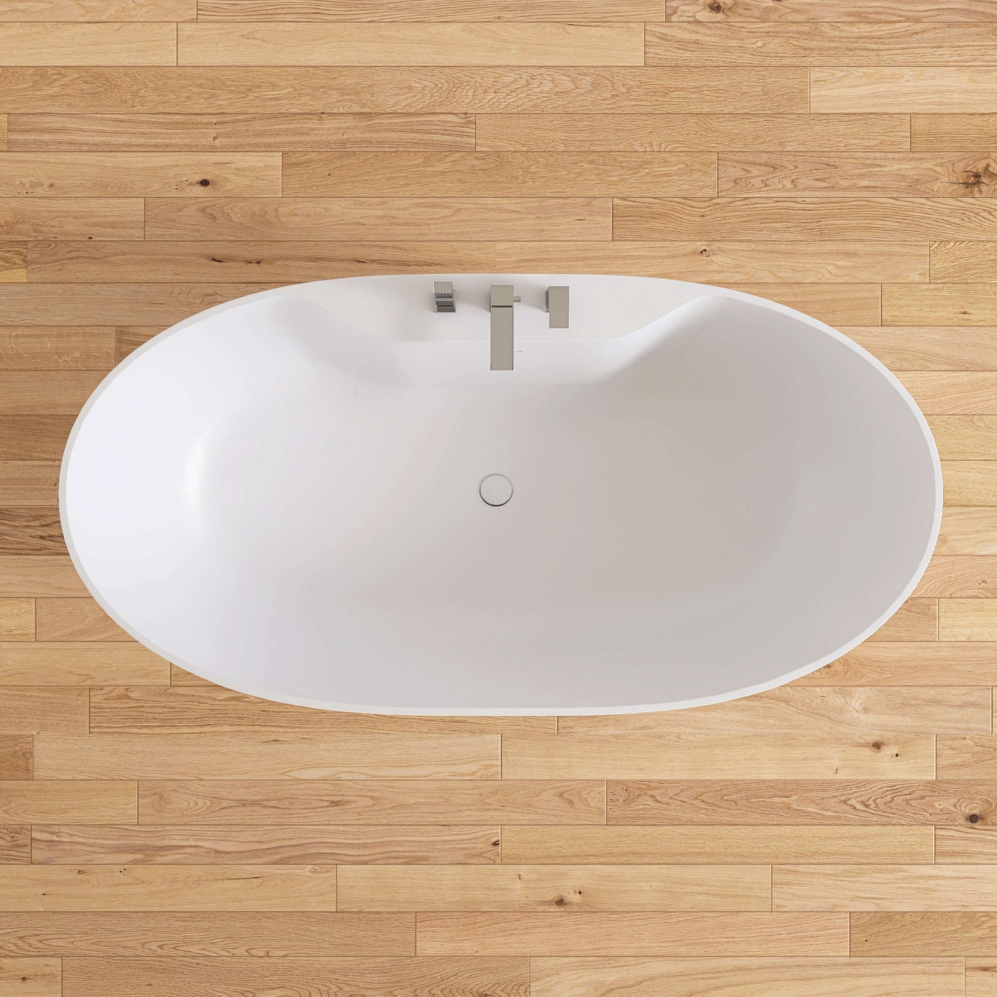 Medunjess 63'' Veridia Freestanding Bathtub Solid Surface Stone