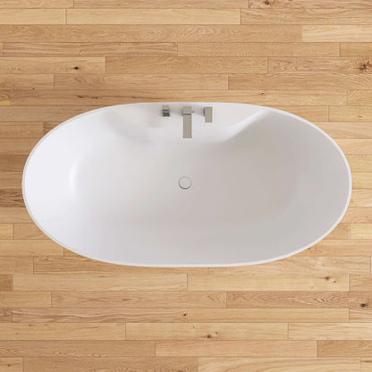 Medunjess 63'' Veridia Freestanding Bathtub Solid Surface Stone
