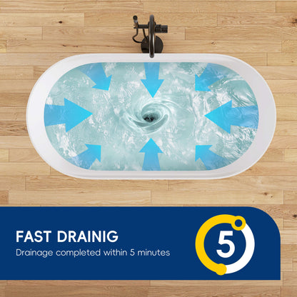 Medunjess 59"Freestanding Artificial Stone Bathtub with Shelf,Non-slip solid surface