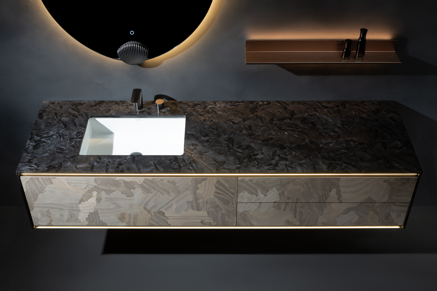 Medunjess 78'' Contemporary White Oak Floating Vanity with Single Sink