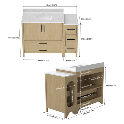 Medunjess 48'' Matrix Bathroom Vanities Sets With White Granite Top