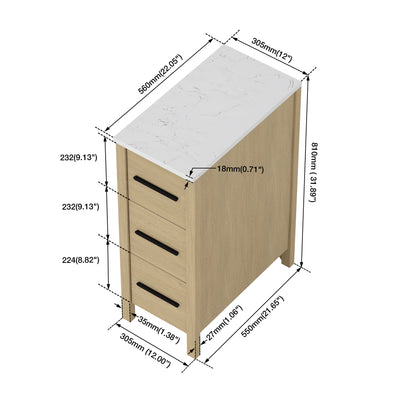 Medunjess 12'' Matrix Side Bathroom Vanities