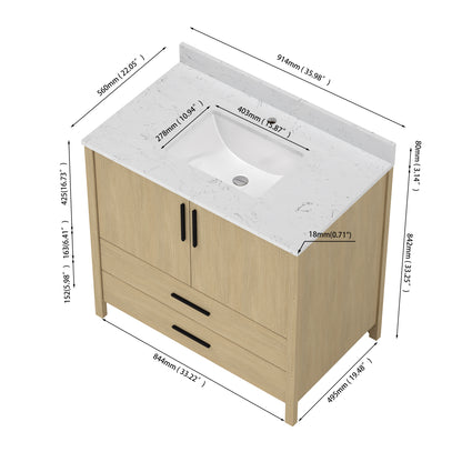 Medunjess 36'' Matrix Side Bathroom Vanities With Single Sink
