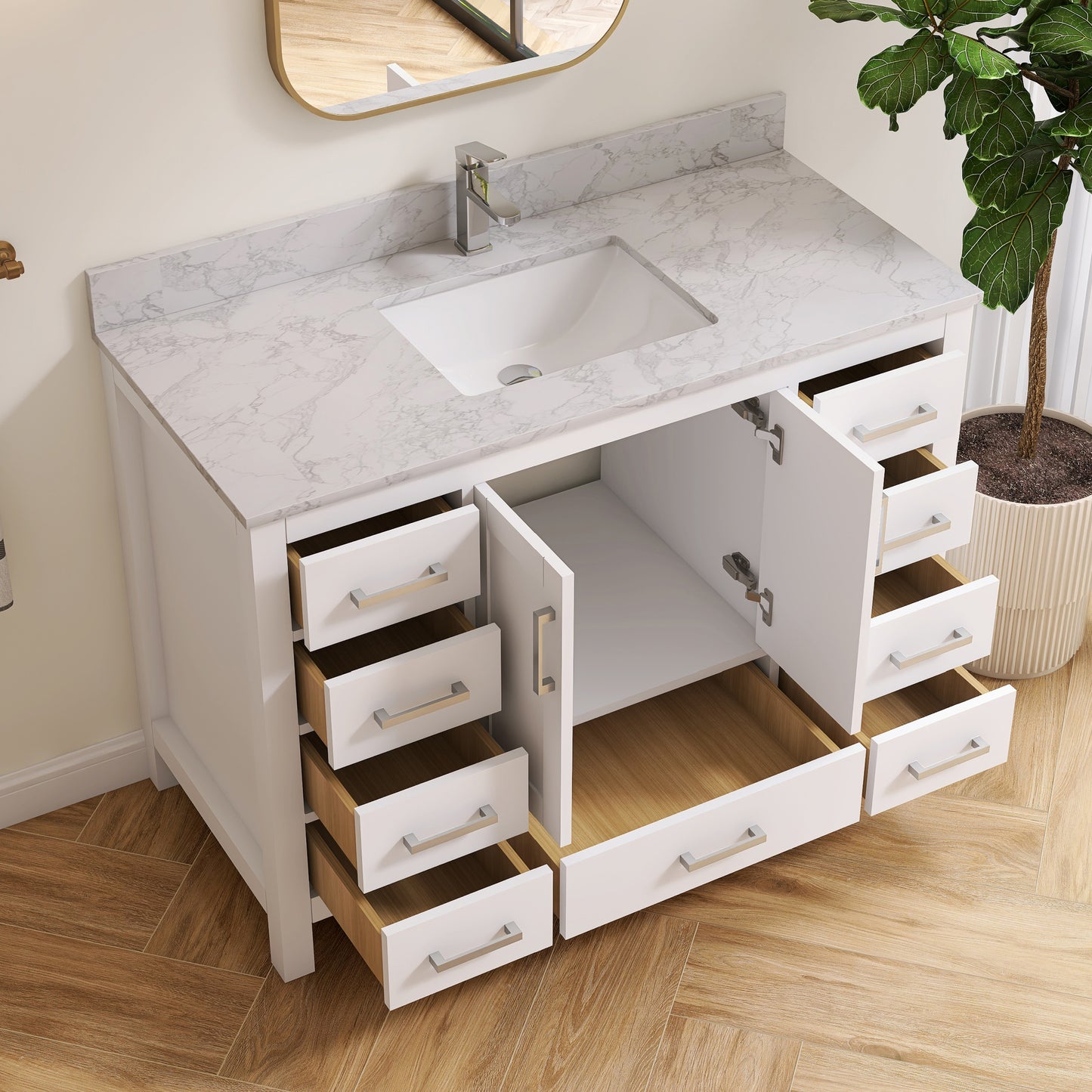 Medunjess 48'' Pivot Bathroom Vanities With Single Sink