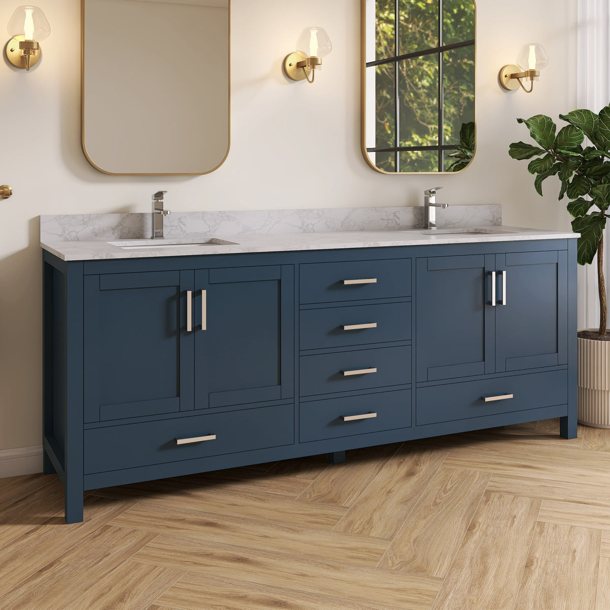Medunjess 84'' Grid Bathroom Vanities With Double Sink