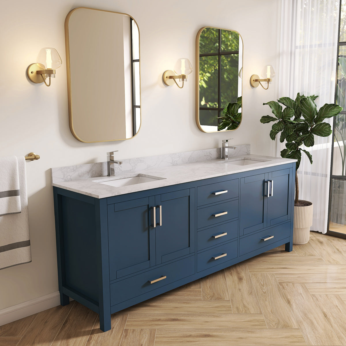 Medunjess 84'' Grid Bathroom Vanities With Double Sink