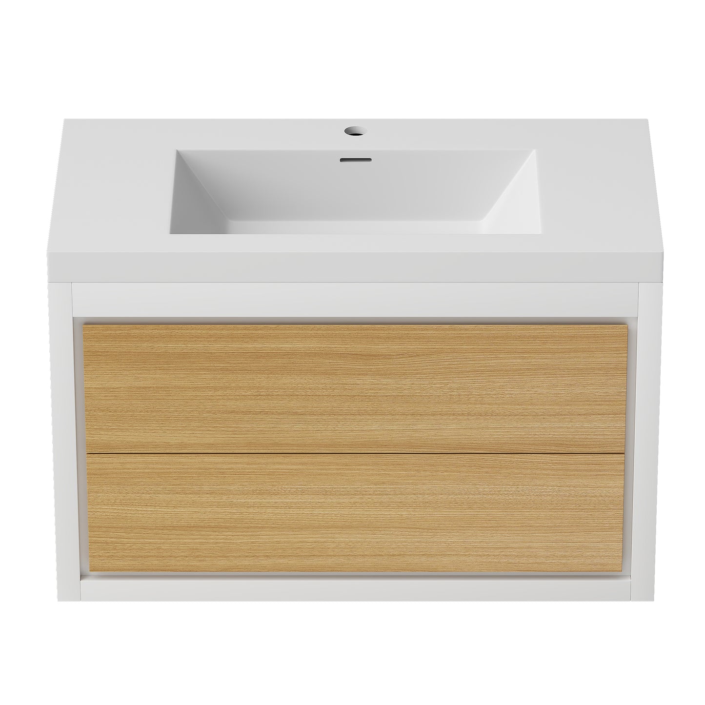 Medunjess 36" Wall-Mounted PVC Bathroom Cabinet with Solid Surface Sink